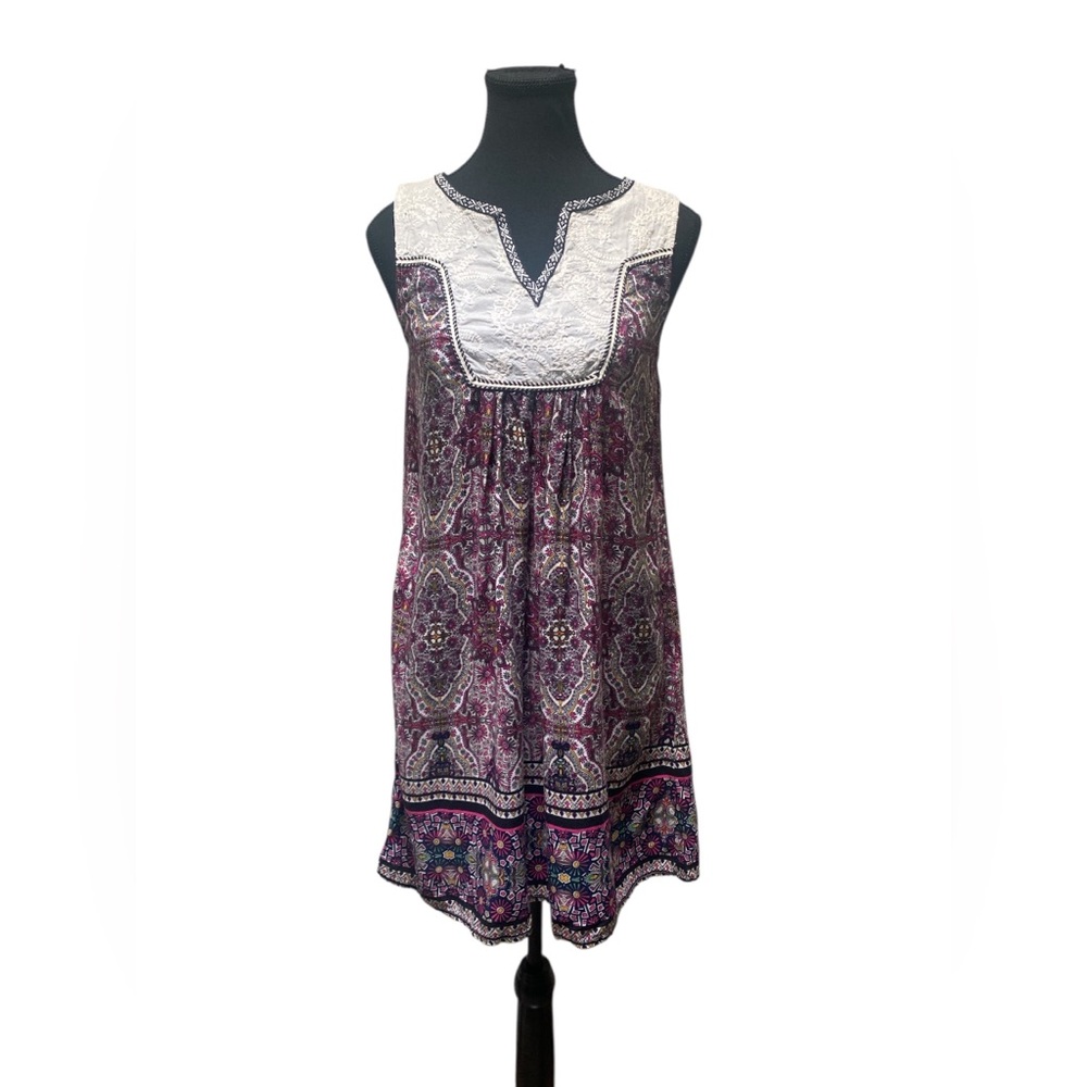 T2love Sleeveless Dress with Pink and Black Pattern GUC S